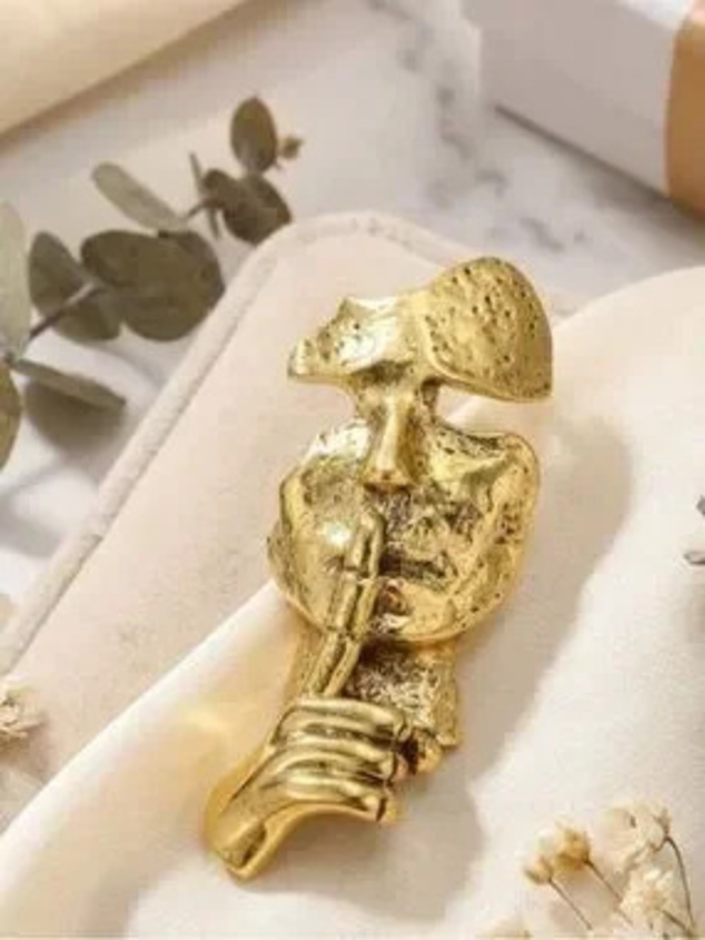 Gilded Muse Sculptural Face Brooch